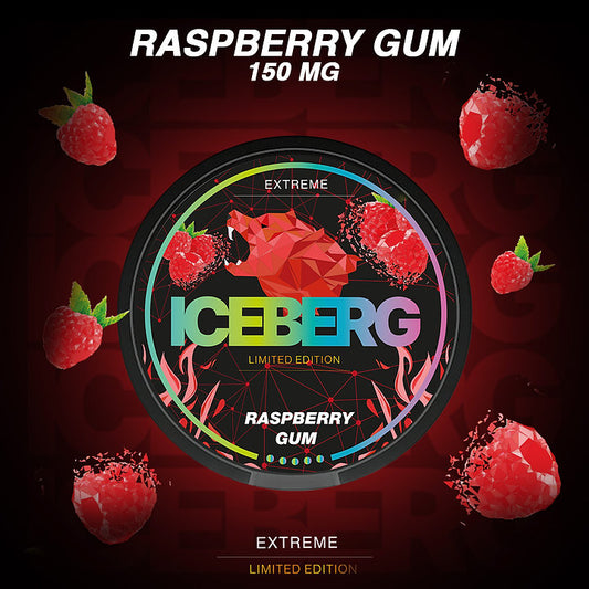 Iceberg Raspberry Gum Limited Edition Nicotine Pouches, Nicotine Pouches UK, Nicotine Pods UK, Cheap Snus UK, 