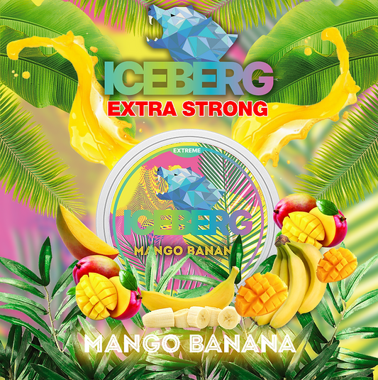 Iceberg Mango Banana Nicotine Pouches, Nicotine Pouches UK, Nicotine Pods UK, Cheap Snus UK, 