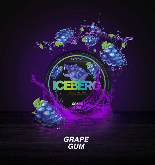 Iceberg Grape Gum Nicotine Pouches, Nicotine Pouches UK, Nicotine Pods UK, Cheap Snus UK, 